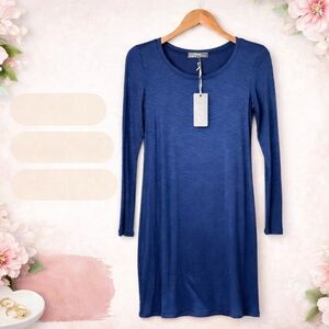 NEW Frenzii by Jully Kang Navy Jersey Knit Soft Long Sleeve Mini Dress Sz XS USA